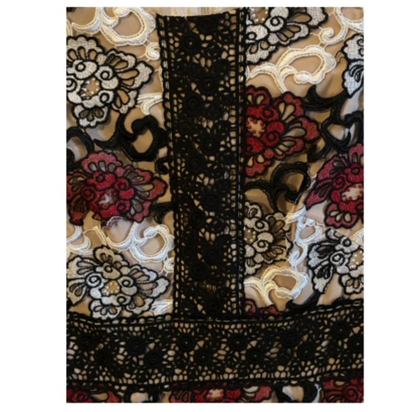 Monique Lhuillier Red and White Floral Dress - Picture 4 of 7